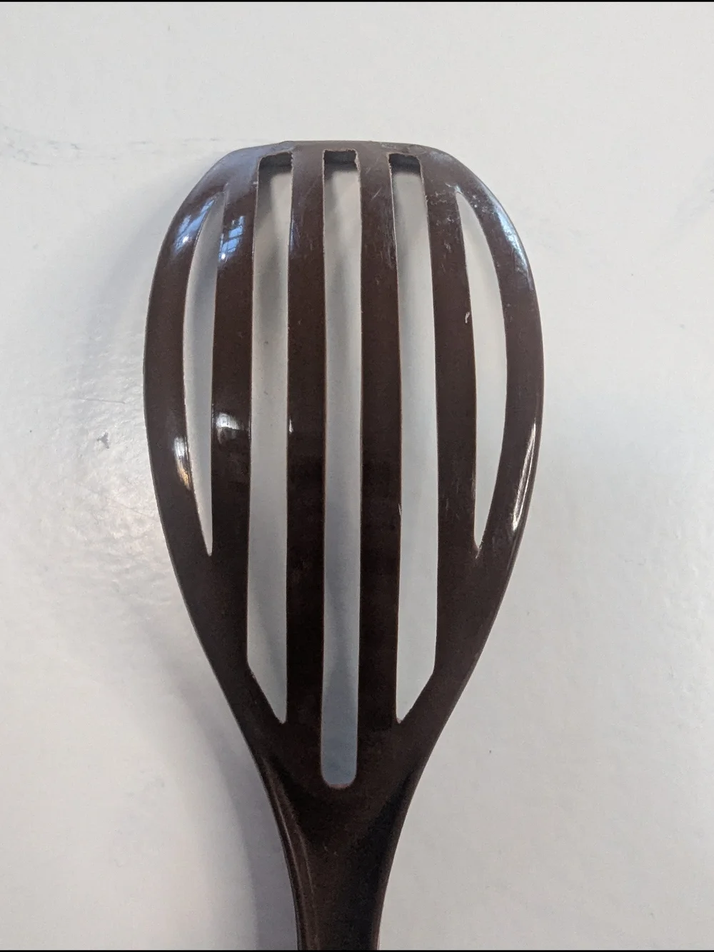 Vintage Foley Brown Nylon Slotted Mixing Spoon Whisk 11